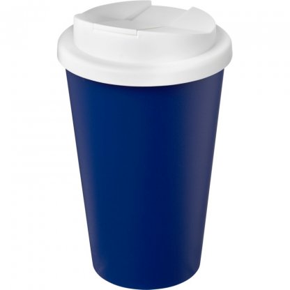 Mug Double Paroi En Plastique Recyclé Avec Couvercle Anti Déversement 350ml Bleu Marine Couvercle Blanc