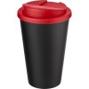 Mug Double Paroi En Plastique Recyclé Avec Couvercle Anti Déversement 350ml Noir Couvercle Rouge