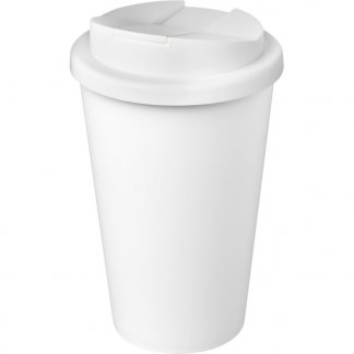 Mug double paroi publicitaire en plastique recyclé avec couvercle anti-déversement - 350ml