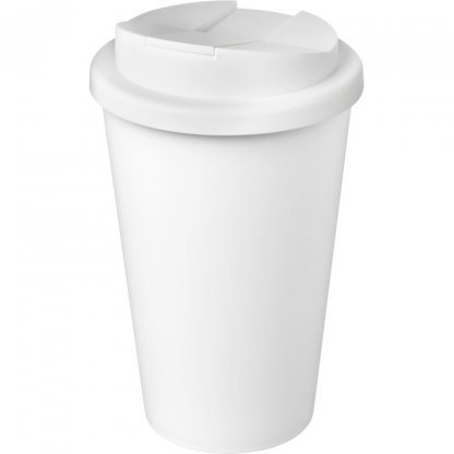 Mug Double Paroi En Plastique Recyclé Avec Couvercle Anti Déversement 350ml Tout Blanc