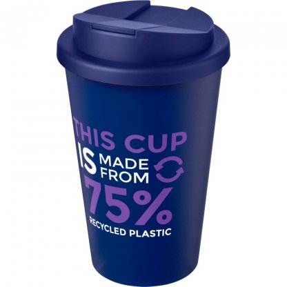 Mug Double Paroi En Plastique Recyclé Avec Couvercle Anti Déversement 350ml Tout Bleu Marine