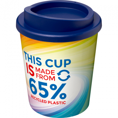 Mug Quadri Double Paroi En Plastique Recyclé 250ml Couvercle Bleu Marine