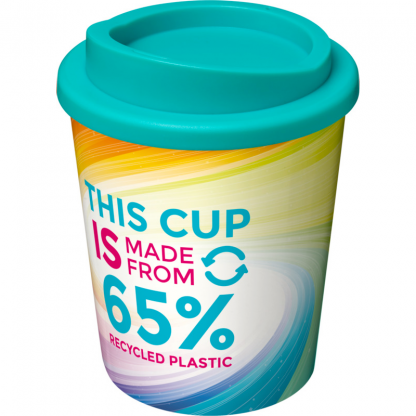 Mug Quadri Double Paroi En Plastique Recyclé 250ml Couvercle Turquoise