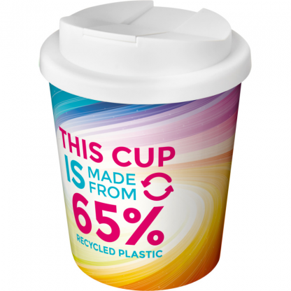 Mug Quadri Double Paroi En Plastique Recyclé Avec Couvercle Anti Déversement 250ml Couvercle Blanc