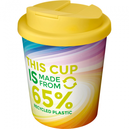 Mug Quadri Double Paroi En Plastique Recyclé Avec Couvercle Anti Déversement 250ml Couvercle Jaune