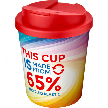 Mug Quadri Double Paroi En Plastique Recyclé Avec Couvercle Anti Déversement 250ml Couvercle Rouge