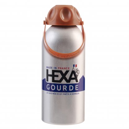 Gourde Française En Aluminium Recyclé 630ml HEXAGOURDE Marron Avec Marquage