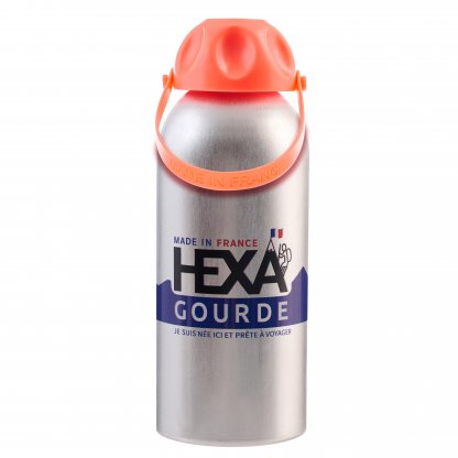 Gourde Française En Aluminium Recyclé 630ml HEXAGOURDE Orange Avec Marquage