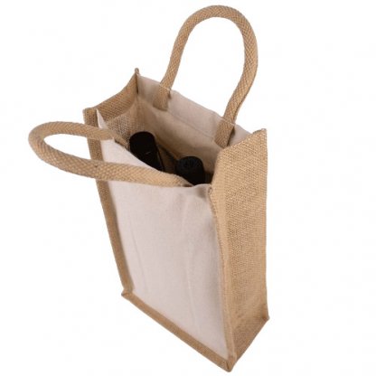 Sac 2 Bouteilles En Toile De Jute Et Coton KERALA Intérieur