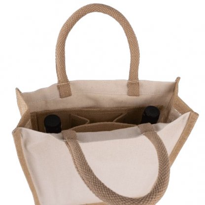 Sac 3 Bouteilles En Toile De Jute Et Coton KERALA Intérieur