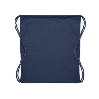 Gym Bag En Coton Et PET Recyclé 140g CABETRI Bleu Marine à Plat