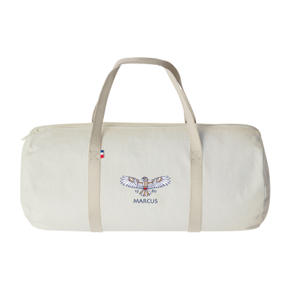 Sac Polochon En Coton Recyclé 250g 50x23cm LÉON Naturel Quadri Blanc