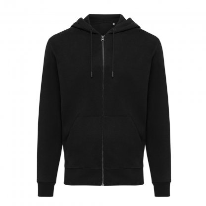 Sweat à Capuche Mixte Avec Zip En Coton Bio Et Recyclé 340g ABISKO Noir De Face