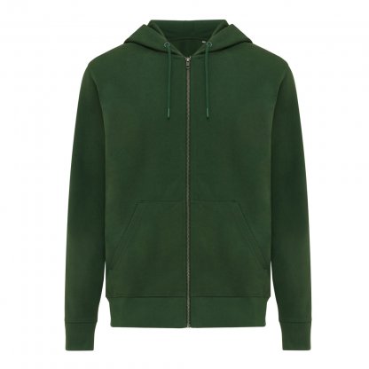 Sweat à Capuche Mixte Avec Zip En Coton Bio Et Recyclé 340g ABISKO Vert Sapin De Face