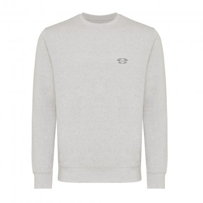 Sweat Shirt Mixte En Coton Bio Et Recyclé 280g ETOSHA Gris Clair Non Teinté Avec Marquage