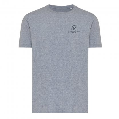 T Shirt Mixte En Coton Bio Et Recyclé 180g BRETT Gris Chiné Avec Marquage