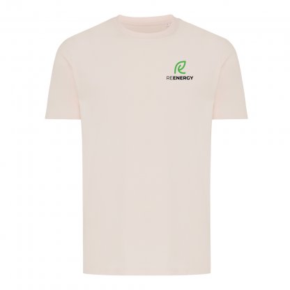 T Shirt Mixte En Coton Bio Et Recyclé 180g BRETT Rose Clair Avec Marquage