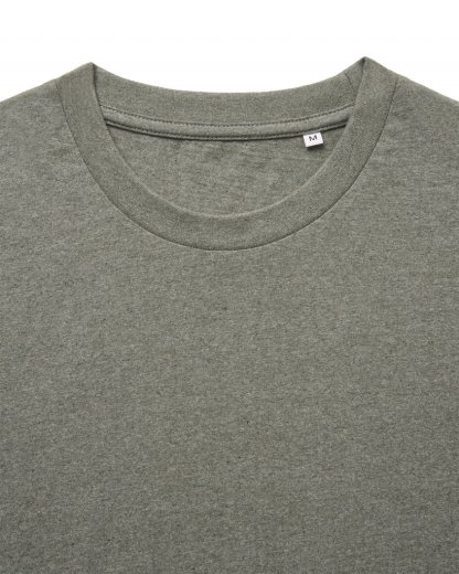 T Shirt Mixte En Coton Recyclé Non Teinté 180g MANUEL Kaki Détail Col