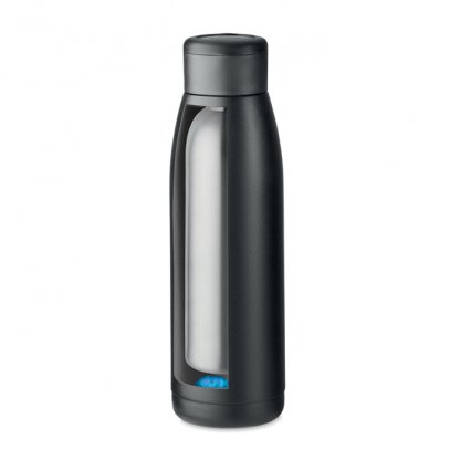 Bouteille Double Paroi En Inox Recyclé Avec Couvercle En Silicone 400ml CALEFRIO Intérieur