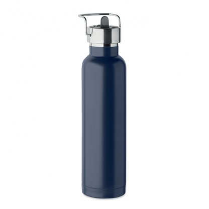 Bouteille Double Paroi En Inox Recyclé Avec Paille Intégrée 660ml RIFLOW Bleu Marine Ouverte