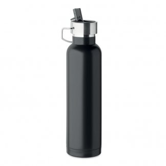 Bouteille double paroi publicitaire en inox recyclé avec paille intégrée - 660ml - RIFLOW