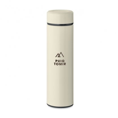 Bouteille Double Paroi En Inox Recyclé Avec Revêtement En Céramique 420ml NUNAVUT Blanc Cassé Avec Marquage