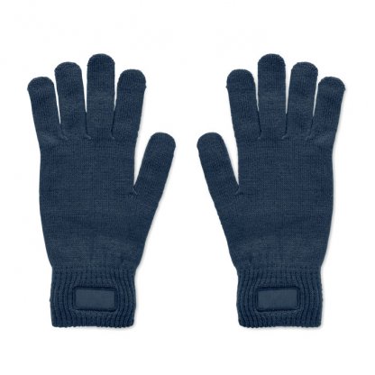 Gants Tricotés Avec Patch En PET Recyclé HANDNIT Bleu Marine