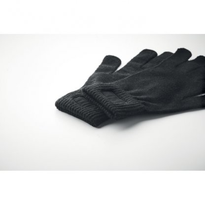 Gants Tricotés Avec Patch En PET Recyclé HANDNIT Noir Détail