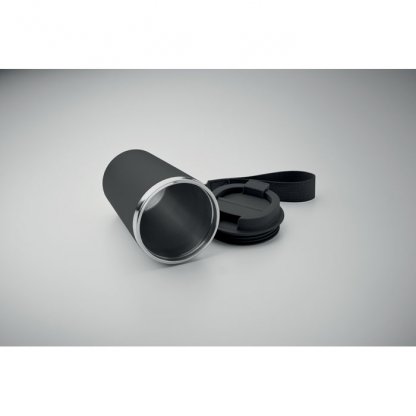 Gobelet Double Paroi En Inox Recyclé 350ml TOPAZ Noir à Plat