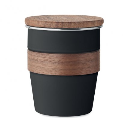 Gobelet En Inox Recyclé Avec Poignée Et Couvercle En Noyer 350ml WALNUT Noir Photo Principale