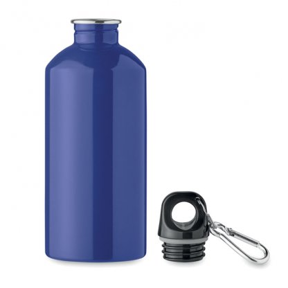 Gourde En Inox Recyclé Avec Mousqueton 500ml REMID MOSS Bleu Avec Bouchon Dévissé