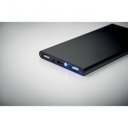 Powerbank En Aluminium Recyclé 8000mAh POWERFLAT8C Noir Détail Lumineux