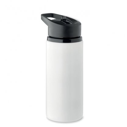 Bouteille Avec Paille Intégrée En Inox Recyclé 500ml SPOT Blanc Paille Fermée