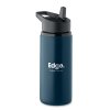 Bouteille Avec Paille Intégrée En Inox Recyclé 500ml SPOT Bleu Marine Avec Marquage Bouteille Avec Paille Intégrée En Inox Recyclé 500ml SPOT Bleu Marine Avec Marquage