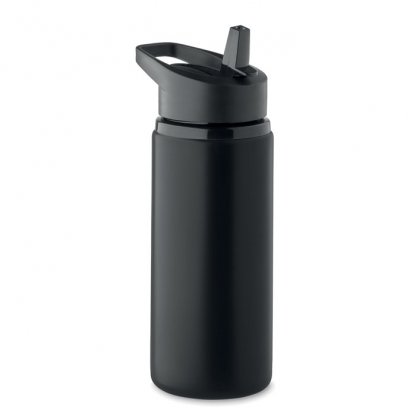 Bouteille Avec Paille Intégrée En Inox Recyclé 500ml SPOT Noir Photo Principale