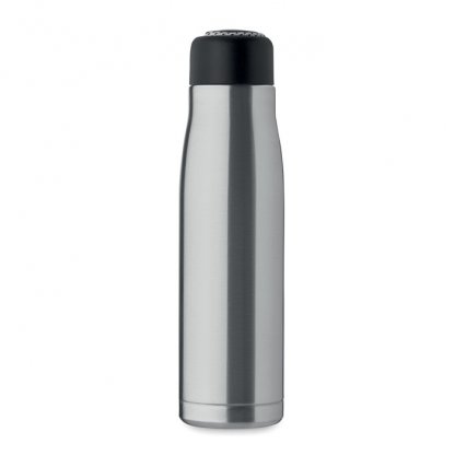 Bouteille Double Paroi En Inox Recyclé Avec Poignée Corde 500ml CORDLE Gris De Dos