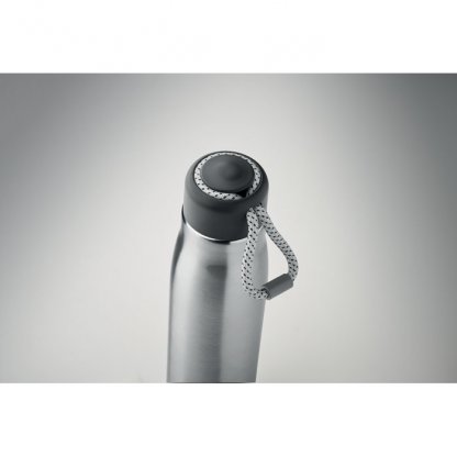 Bouteille Double Paroi En Inox Recyclé Avec Poignée Corde 500ml CORDLE Gris Détails Bouchon