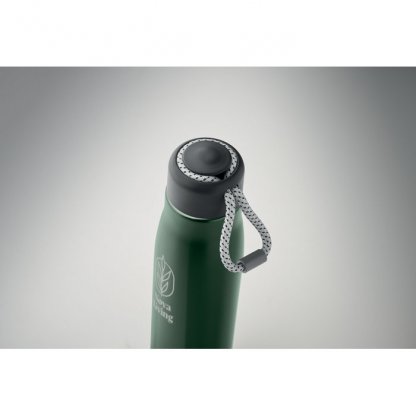 Bouteille Double Paroi En Inox Recyclé Avec Poignée Corde 500ml CORDLE Vert Avec Marquage