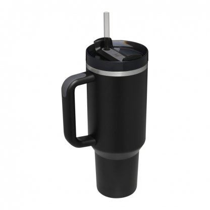 Mug Double Paroi En Inox Recyclé 1200ml STANLEY Noire De Côté