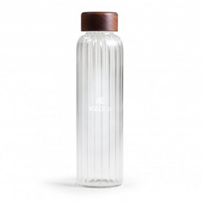 Bouteille En Verre Borosilicate Et Bois 550ml PURFLOW Avec Marquage 1 Couleur