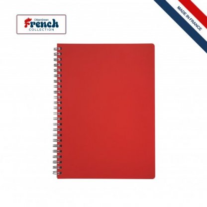 Carnet A5 En Cuir Recyclé Spirale LIBER Rouge