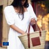 Grand Panier En Paille 46x28x32cm RIVIERA Porté à La Main Grand Panier En Paille 46x28x32cm RIVIERA Porté à La Main