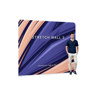 Photocall publicitaire en toile polyester recyclé - 210g - anti-feu B1 - STRETCHWALL 3