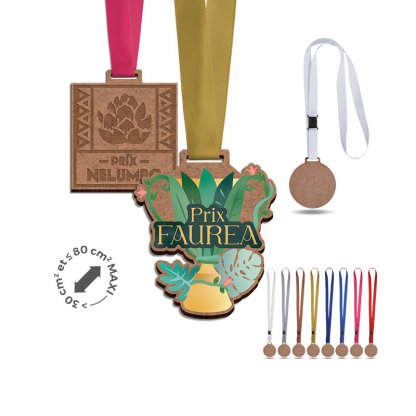 Médaille En Bois MDF Avec Cordon Satin BOLT XL Ensemble