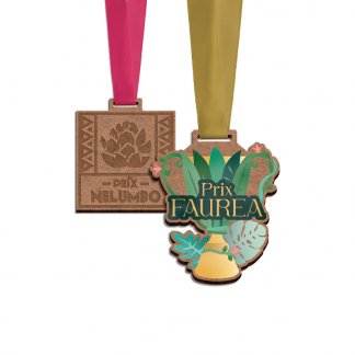 Médaille publicitaire en bois MDF avec cordon satin - BOLT XL