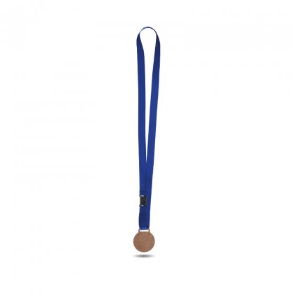 Médaille En Bois MDF Avec Cordon Satin BOLT Bleu Foncé