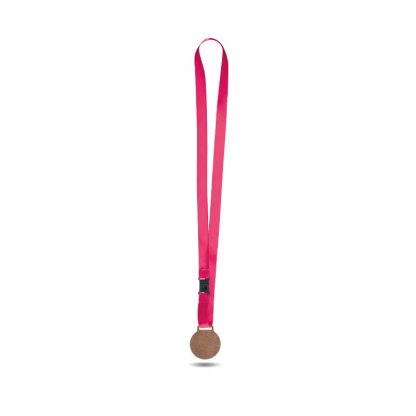 Médaille En Bois MDF Avec Cordon Satin BOLT Magenta