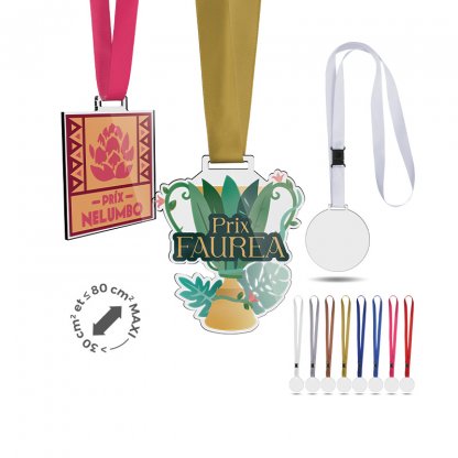 Médaille En Plastique Avec Cordon Satin PLASTA XL Ensemble