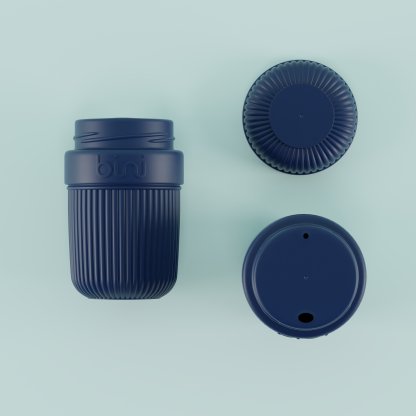 Mug Réutilisable Et Nomade Bio Sourcé 350ml BINI MUG 3 Parties Bleu Nuit