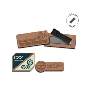 Badge sur-mesure personnalisable en bois MDF avec aimant - AIMANT